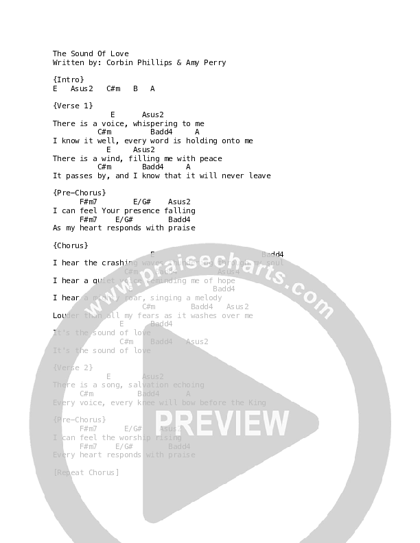 The Sound Of Love Chords & Lyrics (The Porter's Gate / Leslie Jordan / All Sons & Daughters)