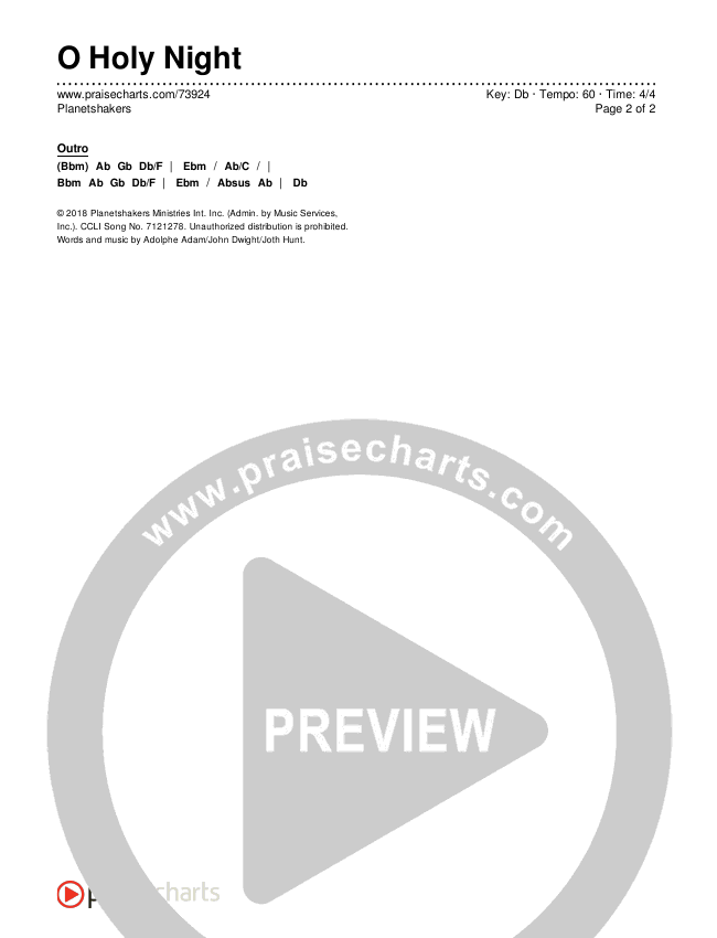 O Holy Night Chords & Lyrics (Planetshakers)