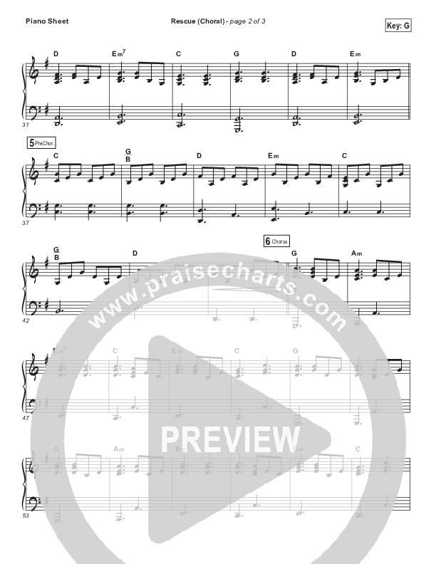 Rescue (Choral Anthem SATB) Piano Sheet (Lauren Daigle / Arr. Luke Gambill)