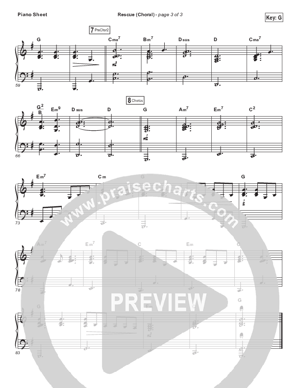 Rescue (Choral Anthem SATB) Piano Sheet (Lauren Daigle / Arr. Luke Gambill)