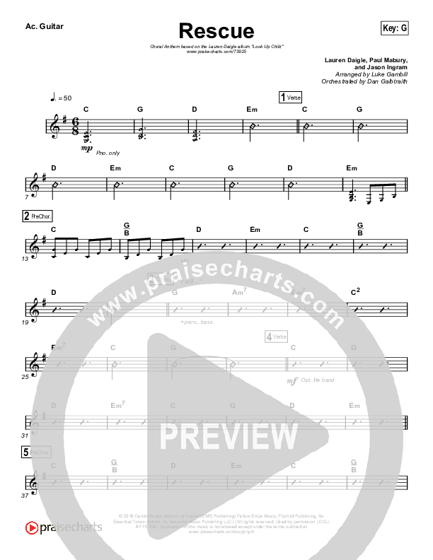 Rescue (Choral Anthem SATB) Rhythm Chart (Lauren Daigle / Arr. Luke Gambill)