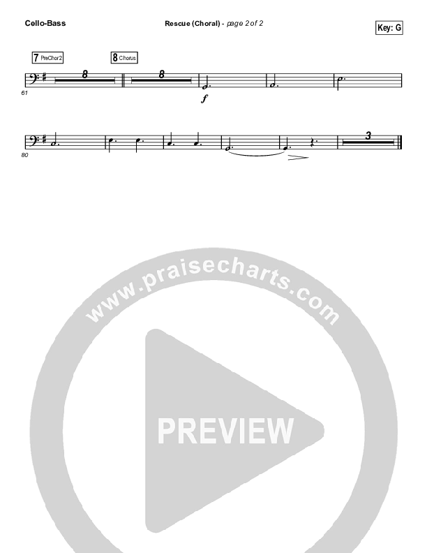 Rescue (Choral Anthem SATB) Cello/Bass (Lauren Daigle / Arr. Luke Gambill)