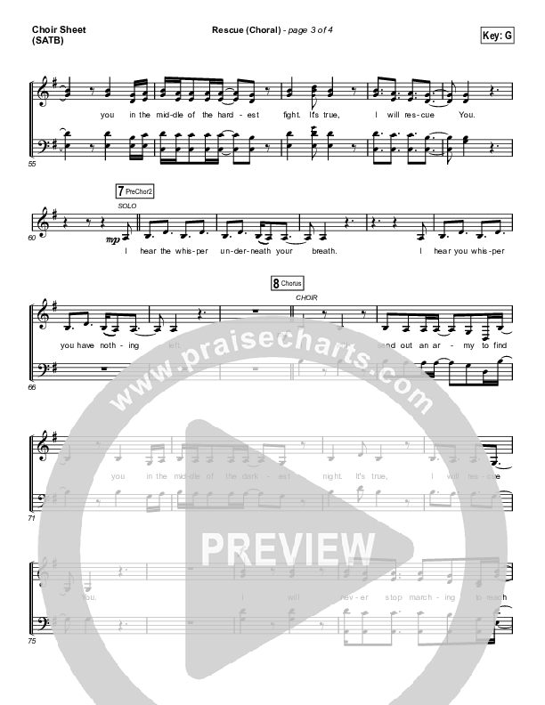 Rescue (Choral Anthem SATB) Choir Vocals (SATB) (Lauren Daigle / Arr. Luke Gambill)