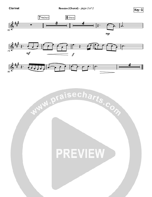 Rescue (Choral Anthem SATB) Clarinet (Lauren Daigle / Arr. Luke Gambill)