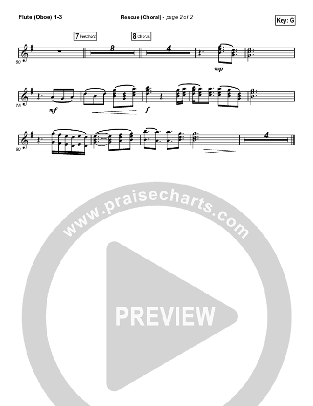 Rescue (Choral Anthem SATB) Flute/Oboe 1/2/3 (Lauren Daigle / Arr. Luke Gambill)