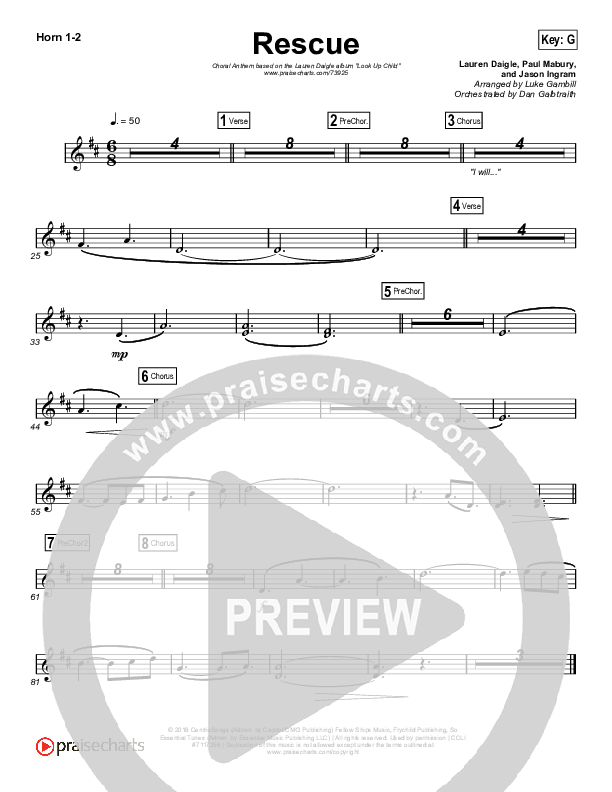 Rescue (Choral Anthem SATB) Brass Pack (Lauren Daigle / Arr. Luke Gambill)