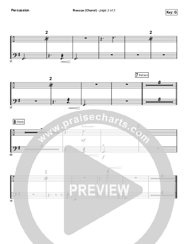 Rescue (Choral Anthem SATB) Percussion (Lauren Daigle / Arr. Luke Gambill)
