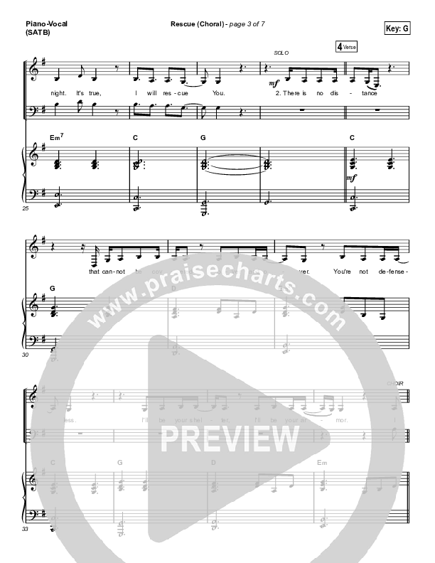 Rescue (Choral Anthem SATB) Piano/Vocal (SATB) (Lauren Daigle / Arr. Luke Gambill)