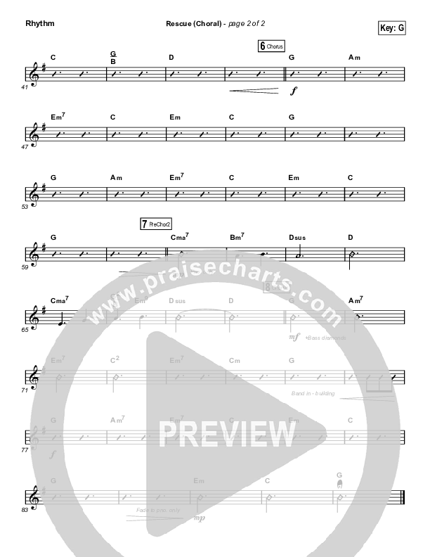 Rescue (Choral Anthem SATB) Rhythm Chart (Lauren Daigle / Arr. Luke Gambill)