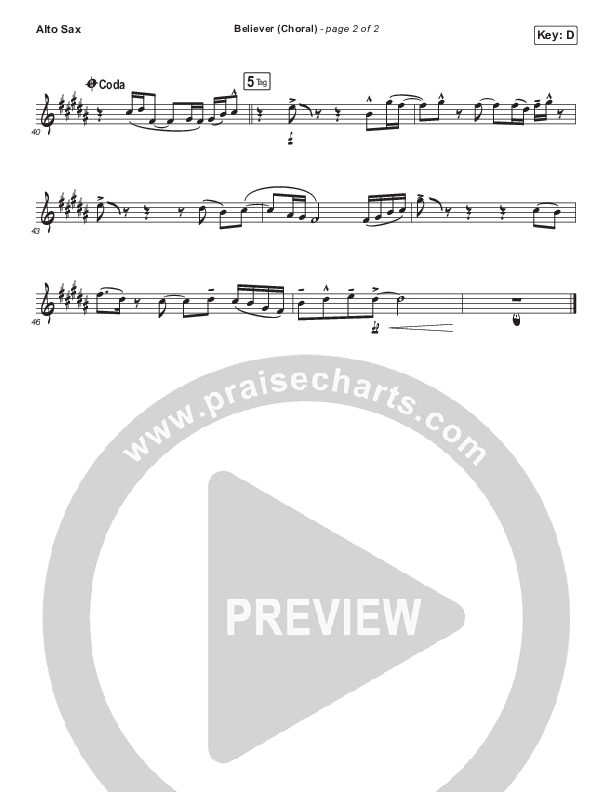 Believer (Choral Anthem SATB) Alto Sax (Rhett Walker Band / Arr. Luke Gambill)