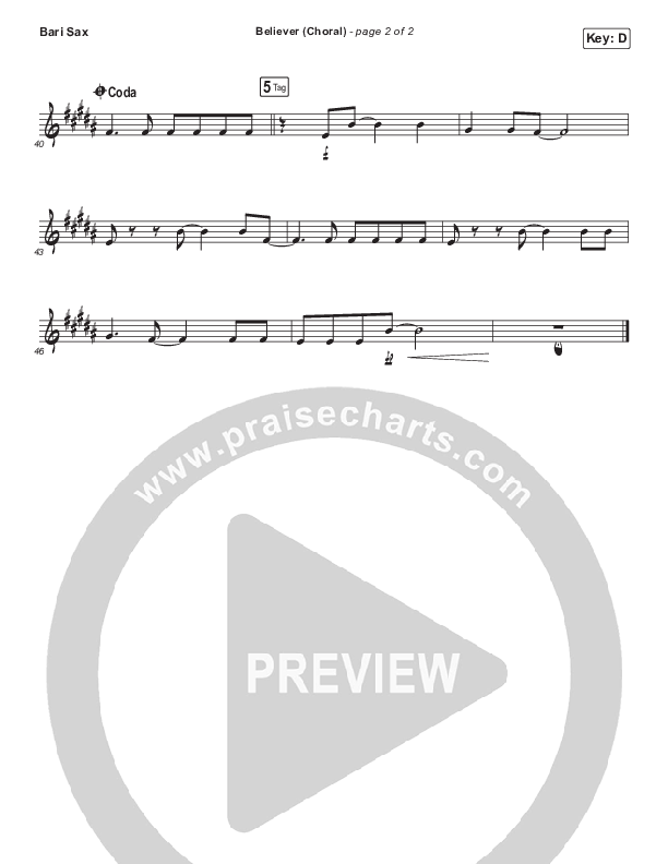 Believer (Choral Anthem SATB) Bari Sax (Rhett Walker Band / Arr. Luke Gambill)