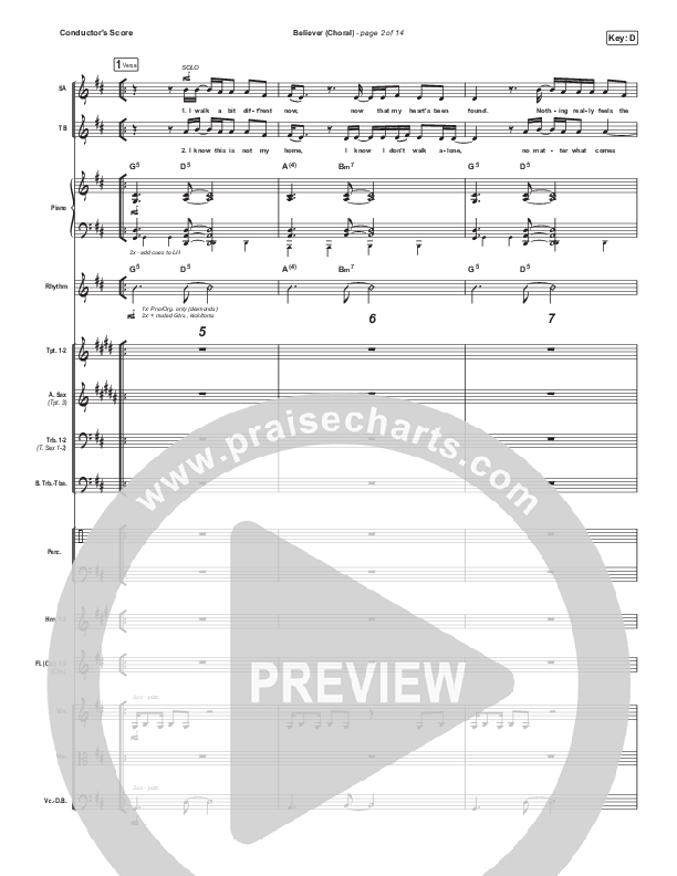 Believer (Choral Anthem SATB) Orchestration (Rhett Walker Band / Arr. Luke Gambill)