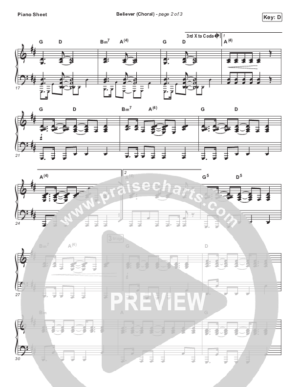 Believer (Choral Anthem SATB) Piano Sheet (Rhett Walker Band / Arr. Luke Gambill)