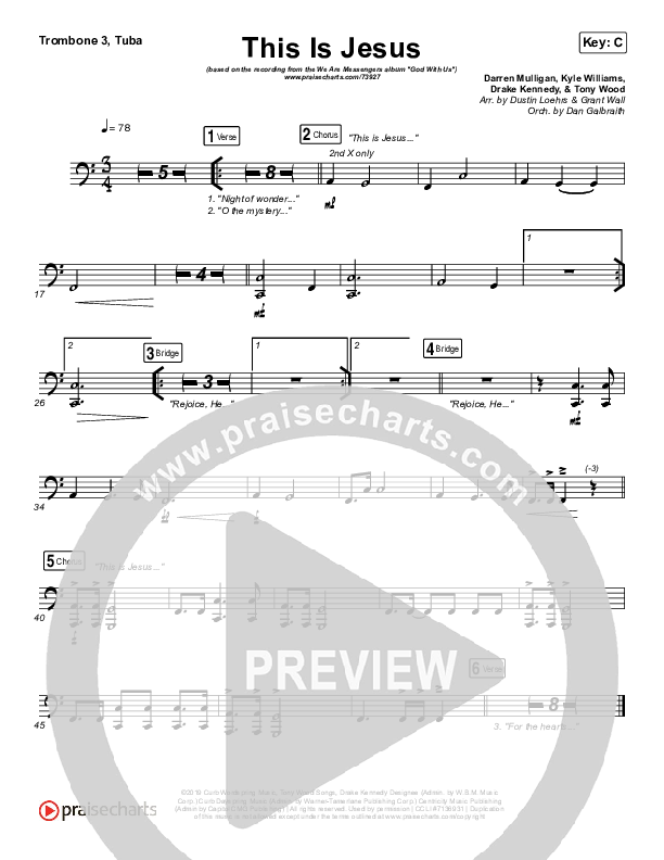 This Is Jesus Trombone 3/Tuba (We Are Messengers)