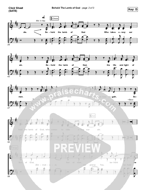 Behold The Lamb Of God Choir Sheet (SATB) (Andrew Peterson)