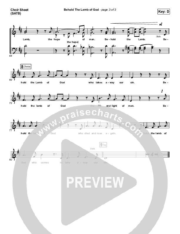 Behold The Lamb Of God Choir Sheet (SATB) (Andrew Peterson)