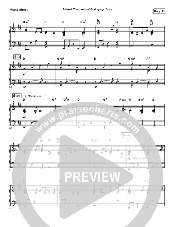 Behold The Lamb Of God Piano Sheet (Andrew Peterson)