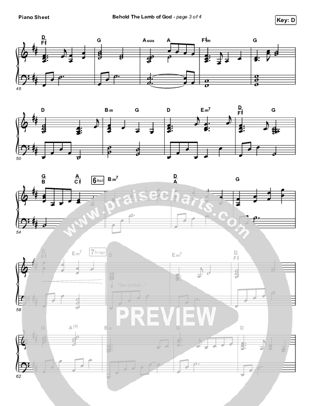 Behold The Lamb Of God Piano Sheet (Andrew Peterson)