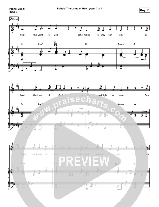 Behold The Lamb Of God Piano/Vocal (SATB) (Andrew Peterson)
