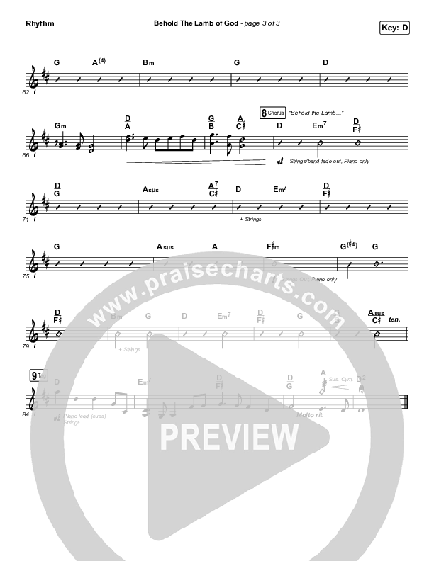 Behold The Lamb Of God Rhythm Chart (Andrew Peterson)