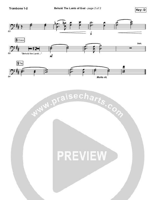 Behold The Lamb Of God Trombone 1/2 (Andrew Peterson)