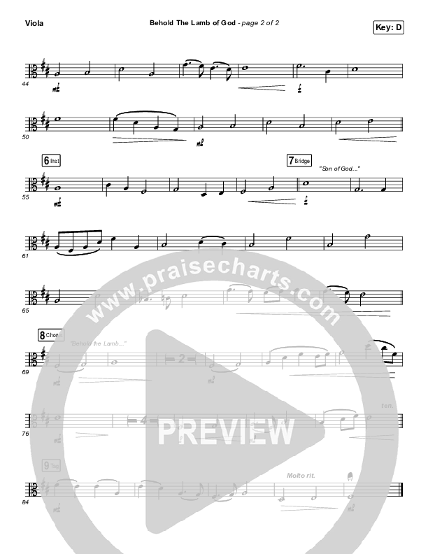 Behold The Lamb Of God Viola (Andrew Peterson)