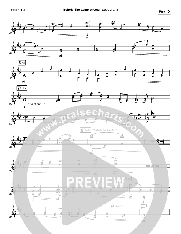 Behold The Lamb Of God Violin 1/2 (Andrew Peterson)