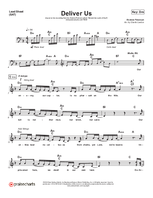 Deliver Us Lead Sheet (SAT) (Andrew Peterson)