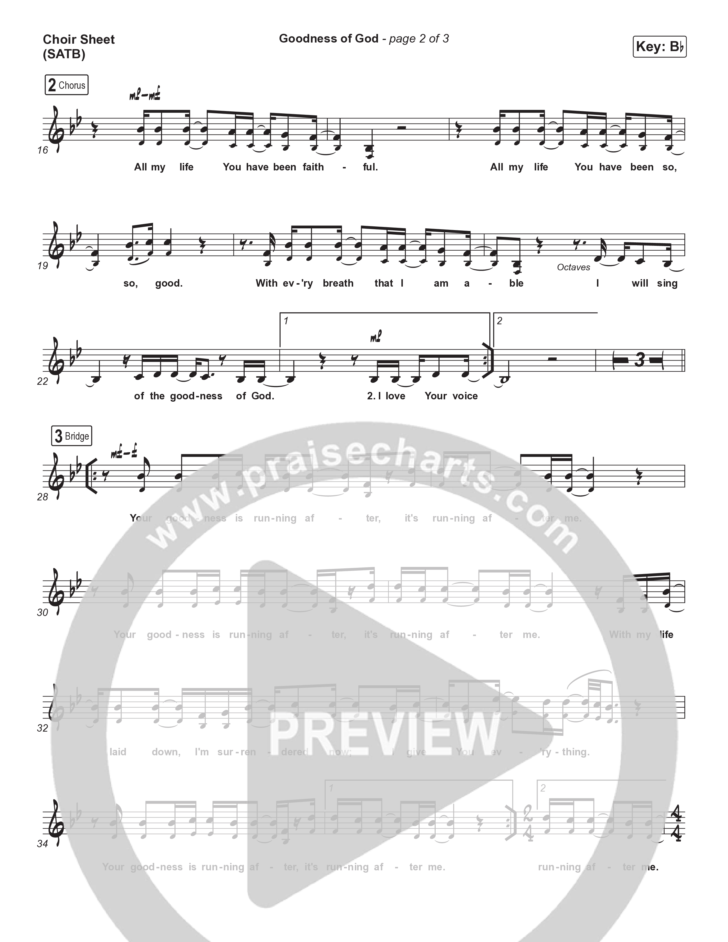 Goodness Of God Choir Sheet (SATB) (One Sonic Society)