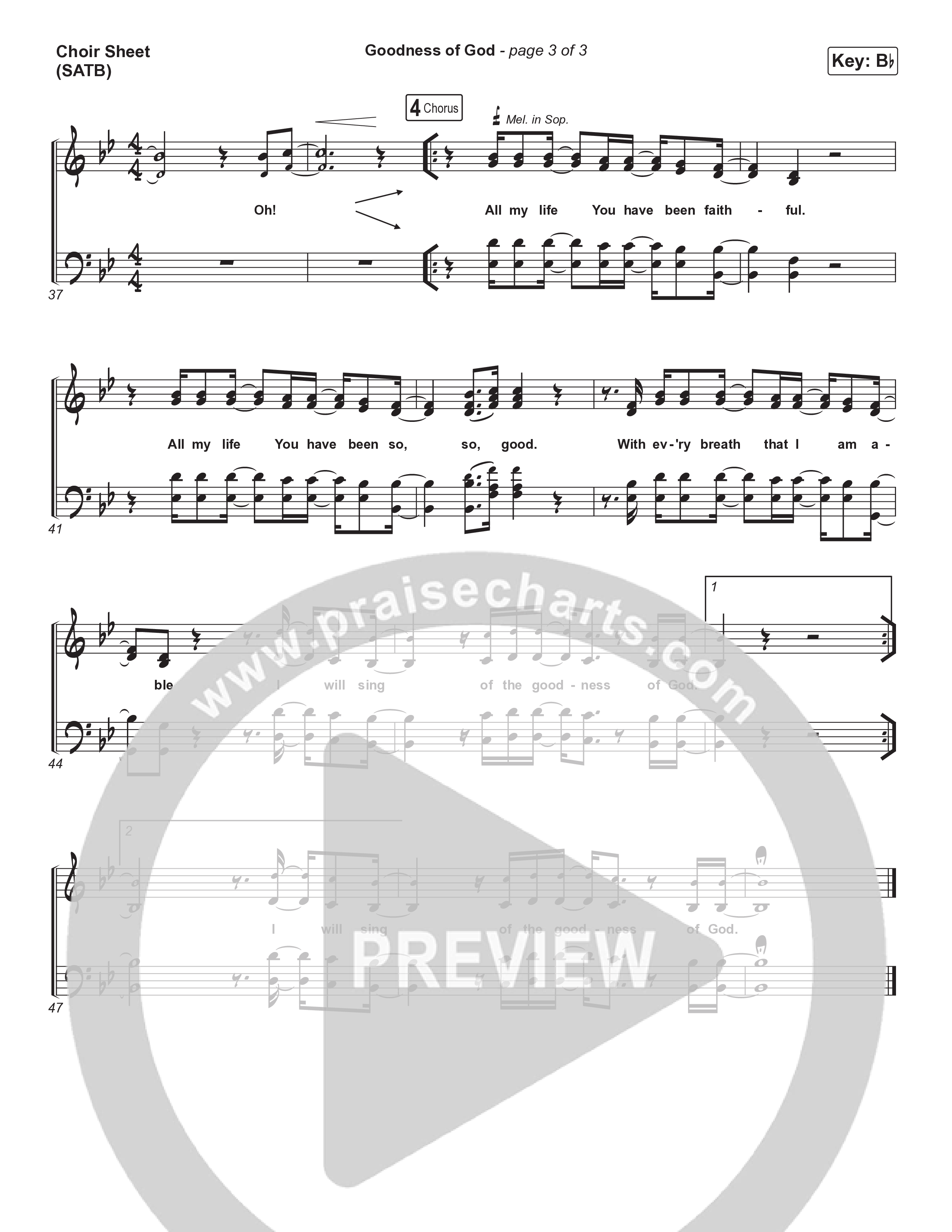 Goodness Of God Choir Sheet (SATB) (One Sonic Society)