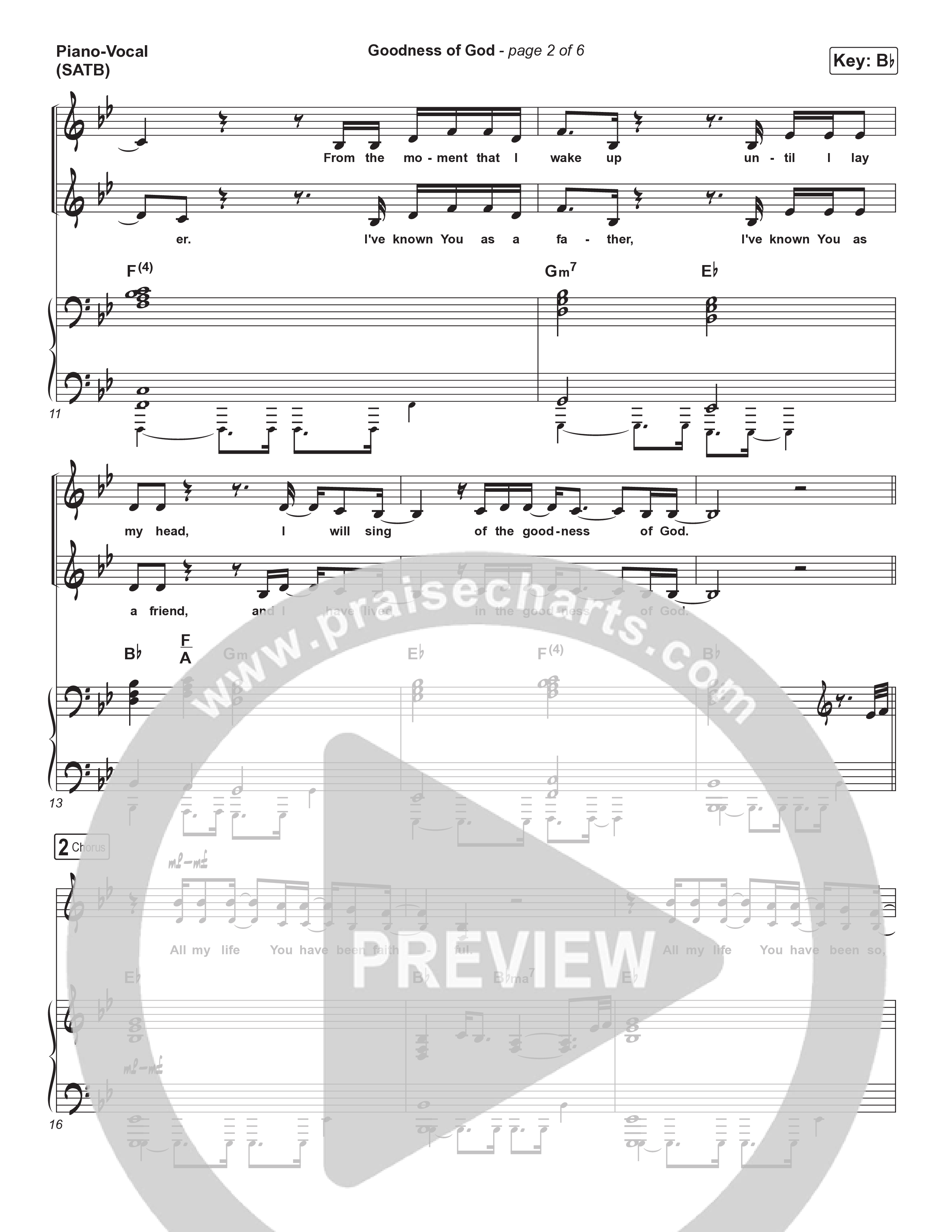 Goodness Of God Piano/Choir (SATB) (One Sonic Society)