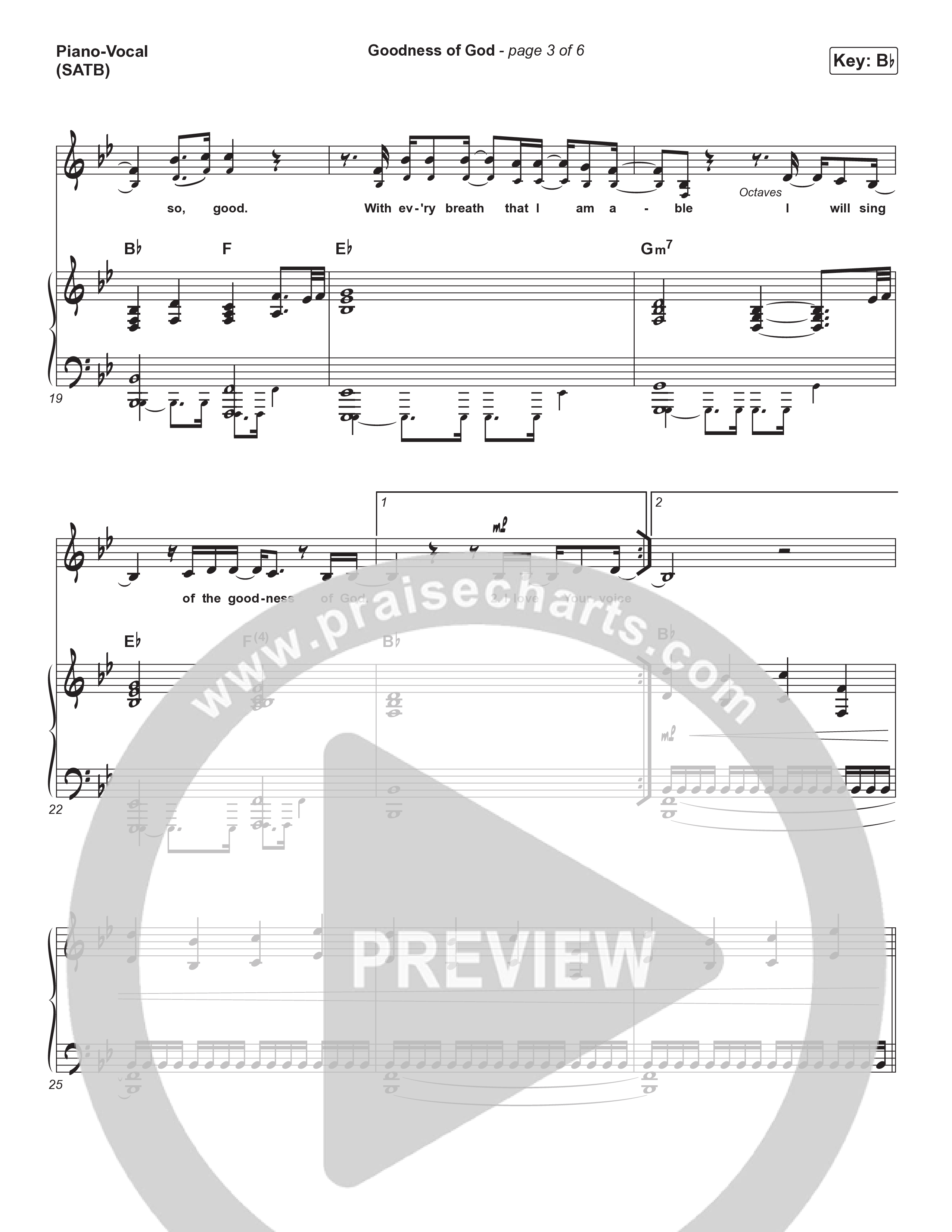 Goodness Of God Piano/Choir (SATB) (One Sonic Society)