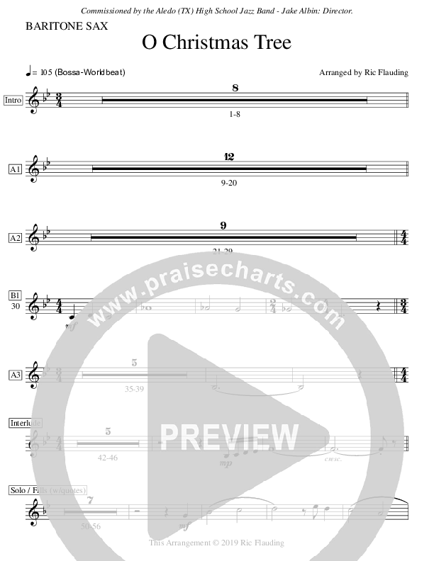 O Christmas Tree (Instrumental) Bari Sax (Ric Flauding)