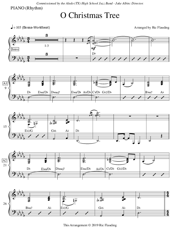 O Christmas Tree (Instrumental) Piano Sheet (Ric Flauding)