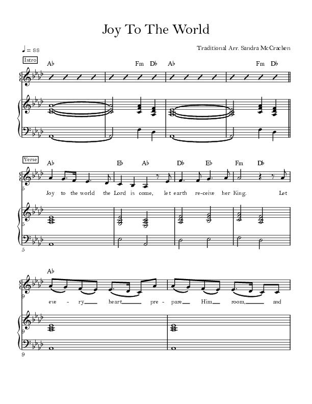 Joy To The World Piano/Vocal (Sandra McCracken)