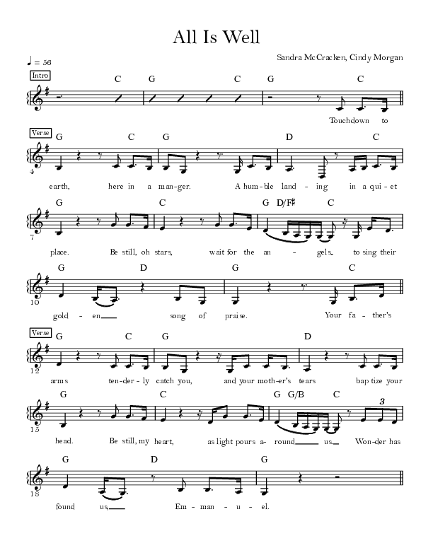 All Is Well Lead Sheet (Sandra McCracken)