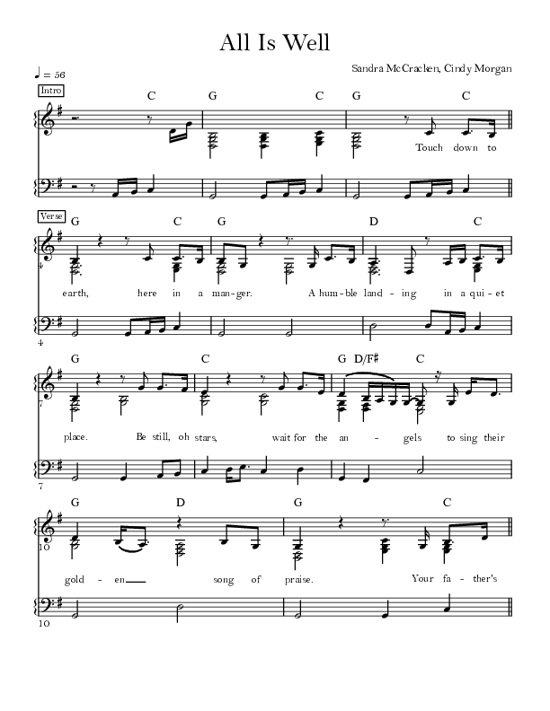 All Is Well Lead Sheet (SAT) (Sandra McCracken)