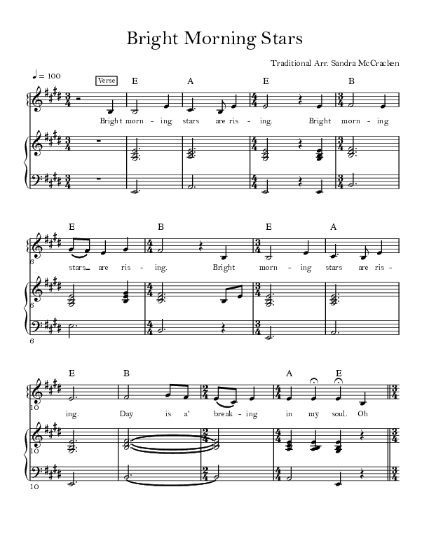 Bright Morning Stars Piano/Vocal (Sandra McCracken)