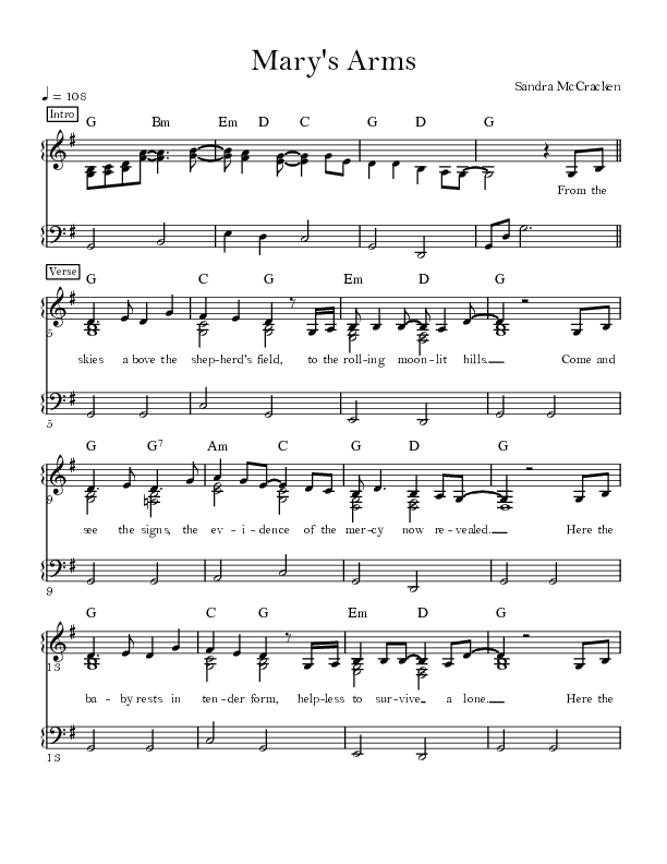 Mary’s Arms Lead Sheet (SAT) (Sandra McCracken)