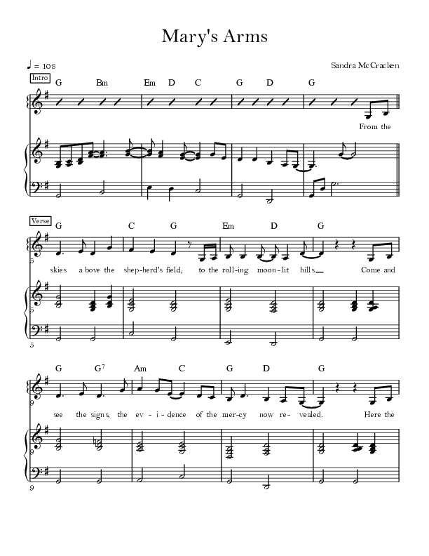 Mary’s Arms Lead & Piano (Sandra McCracken)