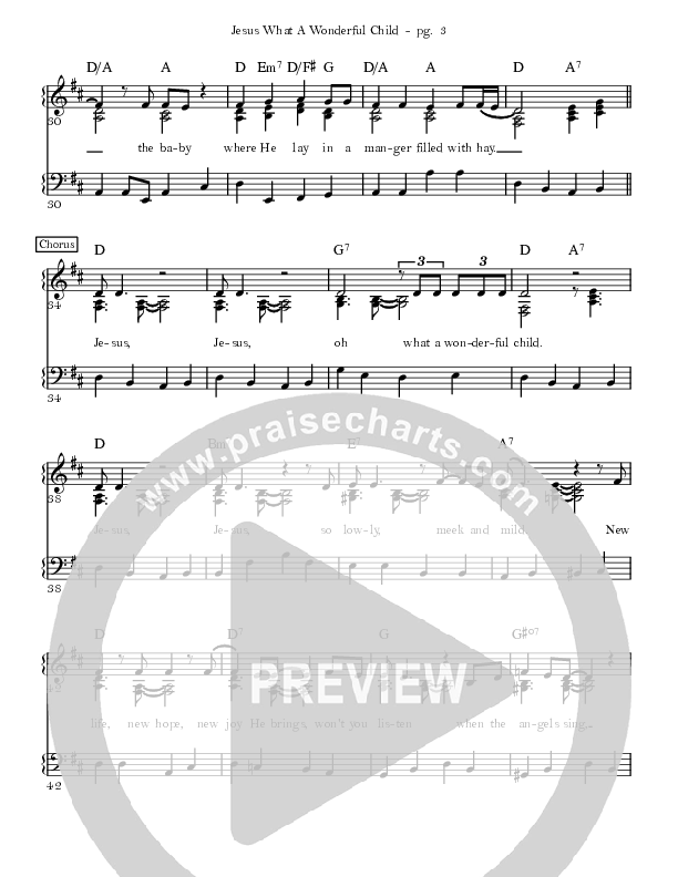 Jesus What A Wonderful Child Lead Sheet (Sandra McCracken / Gabe Dixon / Cindy Morgan)