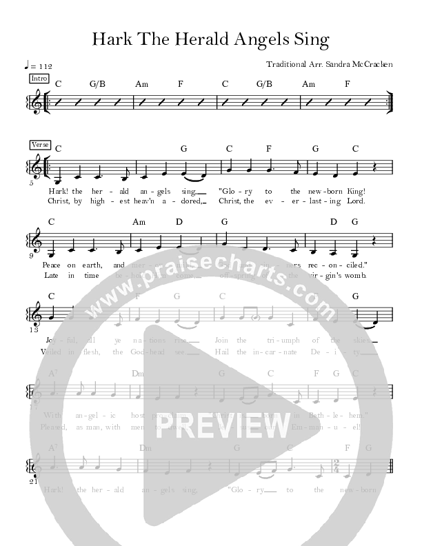 Hark The Herald Angels Sing Lead Sheet (Sandra McCracken)