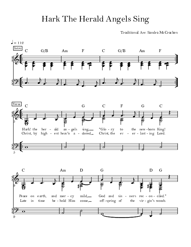 Hark The Herald Angels Sing Lead Sheet (SAT) (Sandra McCracken)