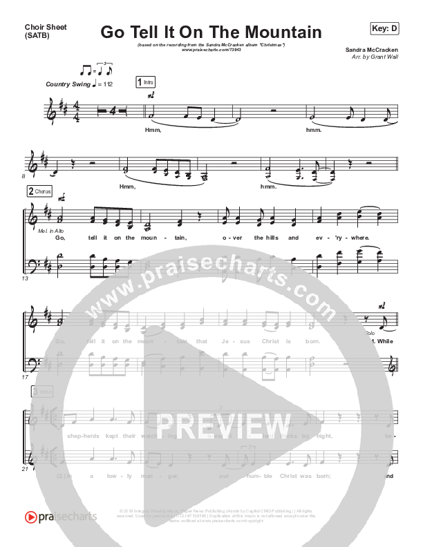 Go Tell It On The Mountain Choir Sheet (SATB) (Sandra McCracken)