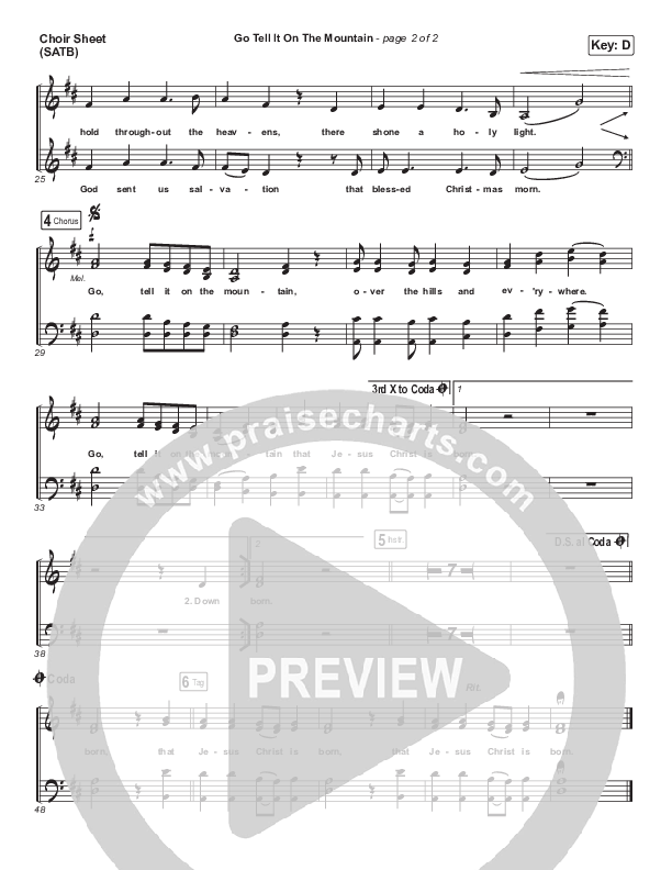 Go Tell It On The Mountain Choir Sheet (SATB) (Sandra McCracken)
