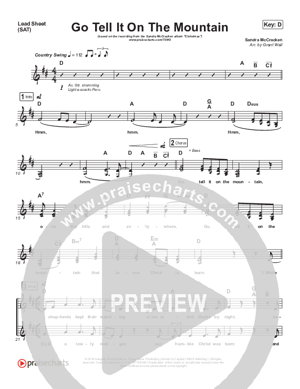 Go Tell It On The Mountain Lead Sheet (SAT) (Sandra McCracken)