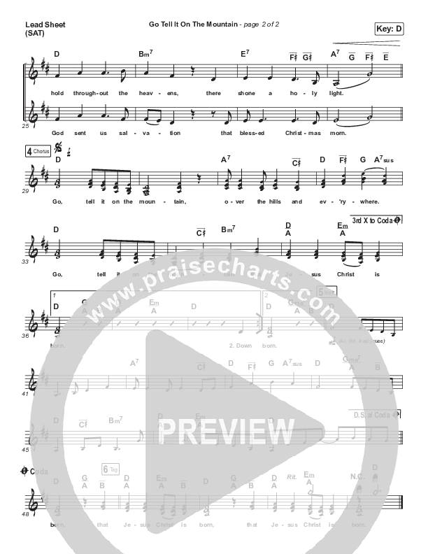 Go Tell It On The Mountain Lead Sheet (SAT) (Sandra McCracken)