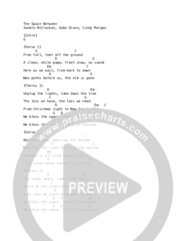 The Space Between Chords PDF (Sandra McCracken / Josh Garrels