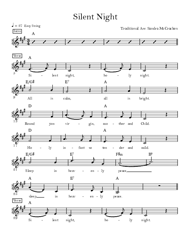 Silent Night Choir Sheet (SATB) (Sandra McCracken)