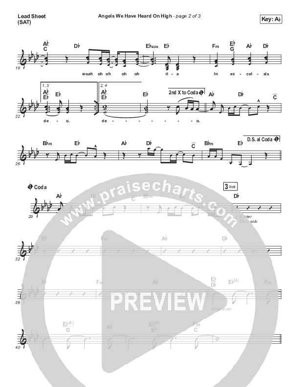 Angels We Have Heard On High Lead Sheet (SAT) (Lincoln Brewster)